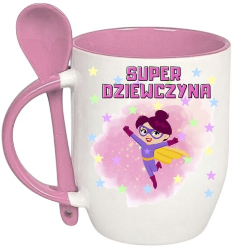 Kubek z łyżeczką prezent Dzień Kobiet dla koleżanki dziewczyny mamy wzory