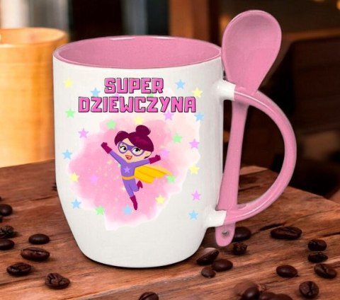 Kubek z łyżeczką prezent Dzień Kobiet dla koleżanki dziewczyny mamy wzory
