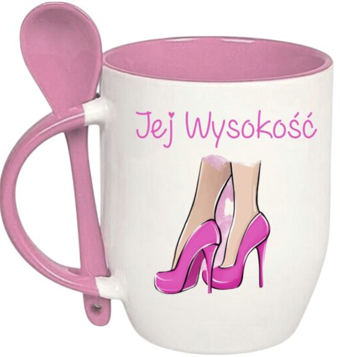 Kubek z łyżeczką prezent Dzień Kobiet dla koleżanki dziewczyny mamy wzory