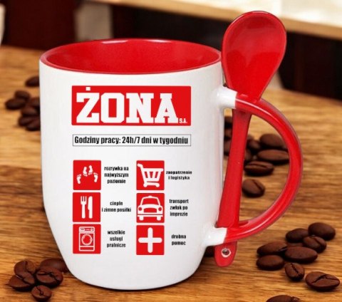 Kubek z łyżeczką prezent Dzień Kobiet dla koleżanki dziewczyny mamy wzory