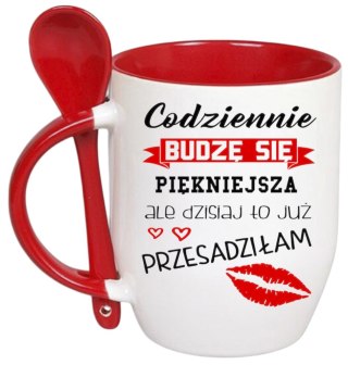 Kubek z łyżeczką prezent Dzień Kobiet dla koleżanki dziewczyny mamy wzory