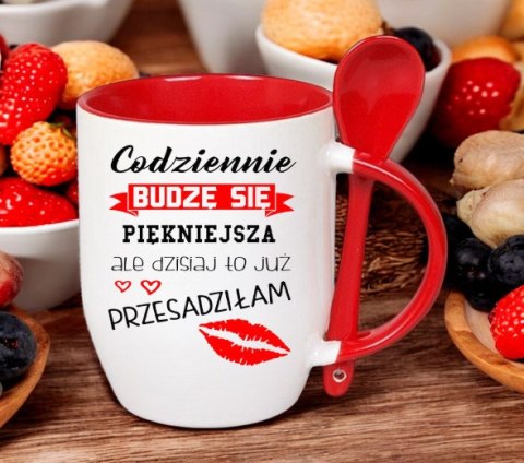 Kubek z łyżeczką prezent Dzień Kobiet dla koleżanki dziewczyny mamy wzory