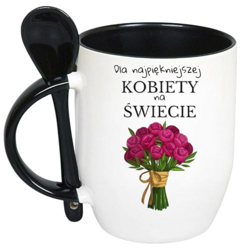 Kubek z łyżeczką prezent Dzień Kobiet dla koleżanki dziewczyny mamy wzory