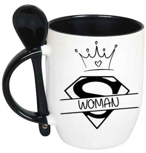 Kubek z łyżeczką prezent Dzień Kobiet dla koleżanki dziewczyny mamy wzory