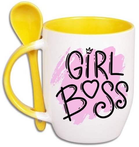 Kubek z łyżeczką prezent Dzień Kobiet dla koleżanki dziewczyny mamy wzory