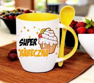 Kubek z łyżeczką prezent Dzień Kobiet dla koleżanki dziewczyny mamy wzory
