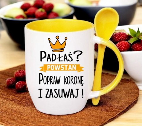 Kubek z łyżeczką prezent Dzień Kobiet dla koleżanki dziewczyny mamy wzory