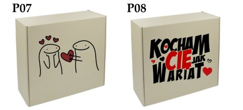 PUDEŁKO OZDOBNE Z ŻYCZENIAMI NADRUK KARTON NA PODUSZKĘ 40x34x10 RÓŻNE WZORY