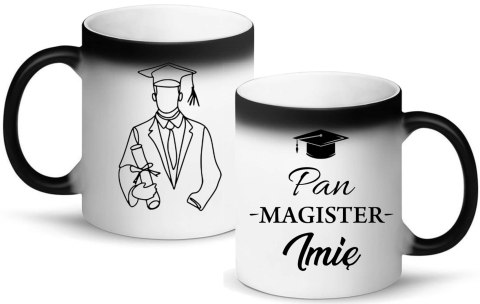 Kubek magiczny z nadrukiem prezent pan magister imię oryginalny upominek