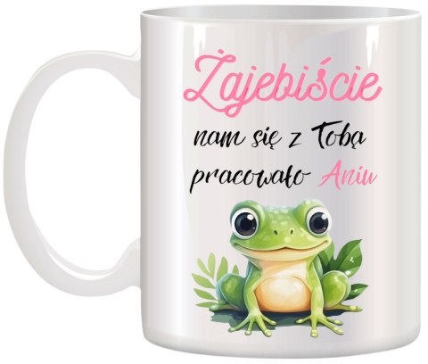 Kubek na pożegnanie koleżanki kolegi z pracy z imieniem śmieszny prezent