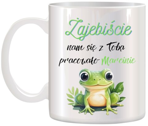 Kubek na pożegnanie koleżanki kolegi z pracy z imieniem śmieszny prezent