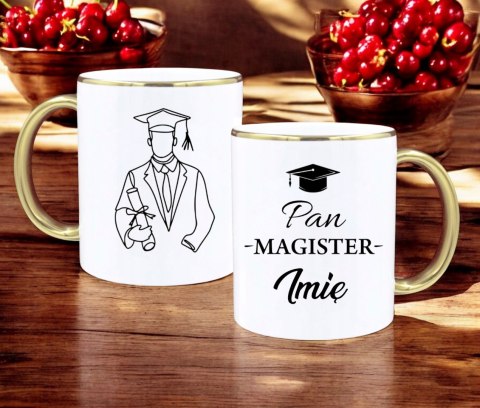 Kubek premium z nadrukiem prezent pan magister imię oryginalny upominek