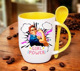 Kubek z łyżeczką prezent Dzień Kobiet dla koleżanki dziewczyny mamy wzory