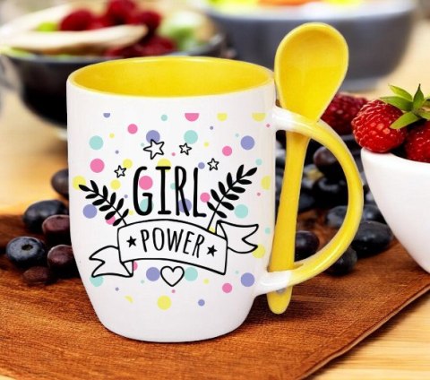 Kubek z łyżeczką prezent Dzień Kobiet dla koleżanki dziewczyny mamy wzory