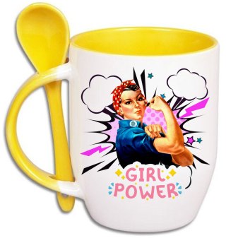 Kubek z łyżeczką prezent Dzień Kobiet dla koleżanki dziewczyny mamy wzory