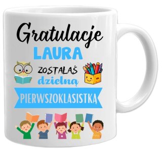 KUBEK DLA PIERWSZOKLASISTY IMIĘ CHŁOPCA DZIEWCZYNKI PASOWANIE NA UCZNIA #