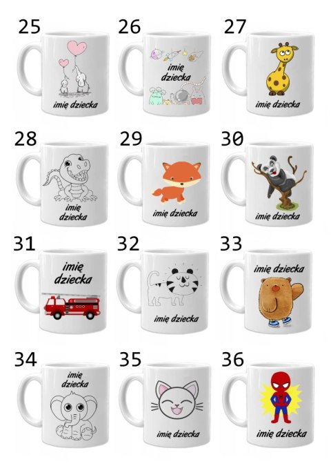 Kubek z nadrukiem prezent dla chłopca dziewczynki dziecka urodziny wzory