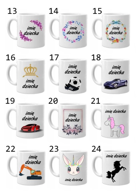 Kubek z nadrukiem prezent dla chłopca dziewczynki dziecka urodziny wzory