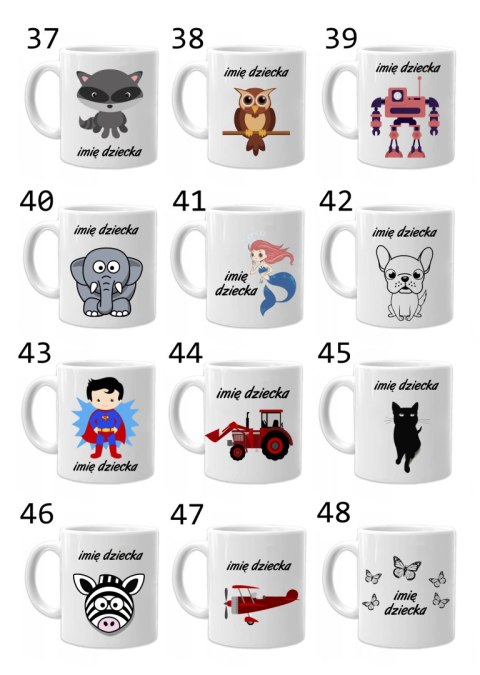 Kubek z nadrukiem prezent dla chłopca dziewczynki dziecka urodziny wzory