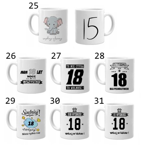 Kubek z nadrukiem śmieszny prezent na urodziny różne wzory