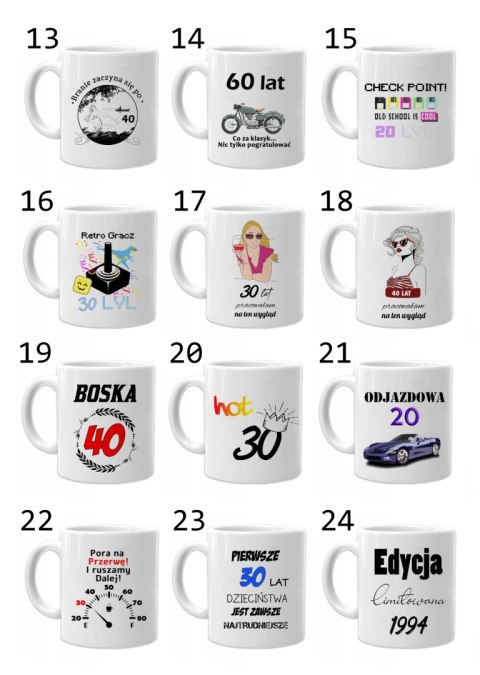 Kubek z nadrukiem śmieszny prezent na urodziny różne wzory