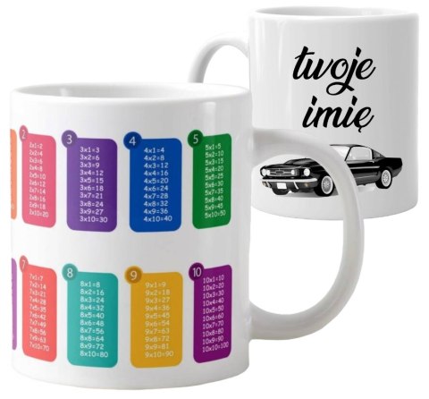 Kubek z tabliczką mnożenia imię dziecka edukacyjny na prezent różne wzory