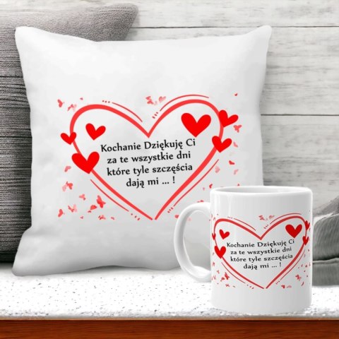 Poduszka i kubek prezent Walentynki dla dziewczyny chłopaka żony męża wzory