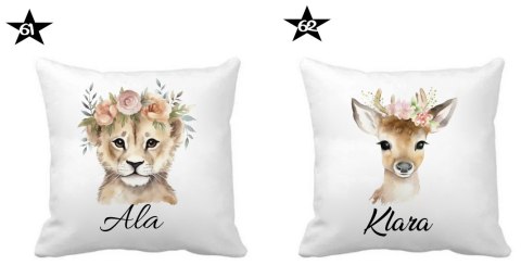 Poduszka z imieniem dziecka dla chłopca dziewczynki do przedszkola wzory