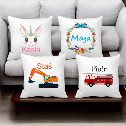 Poduszka z imieniem dziecka dla chłopca dziewczynki do przedszkola wzory