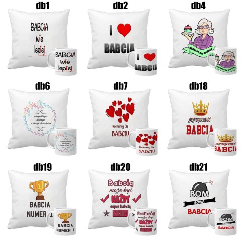 Poduszka i kubek zestaw prezent Dzień Babci Dziadka babcia dziadek wzory