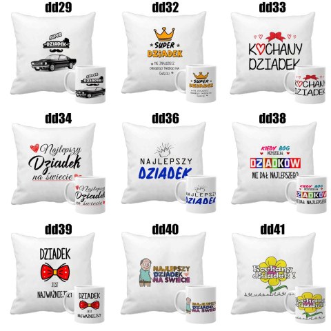 Poduszka i kubek zestaw prezent Dzień Babci Dziadka babcia dziadek wzory