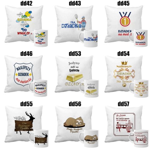 Poduszka i kubek zestaw prezent Dzień Babci Dziadka babcia dziadek wzory