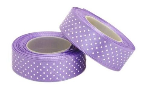 Tasiemka satynowa w kropki 12mm 22m fiolet