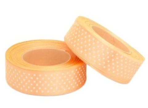 Tasiemka satynowa w kropki 12mm 22m łososiowy