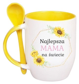 Kubek z łyżeczką prezent na Dzień Matki urodziny dla mamy teściowej wzory