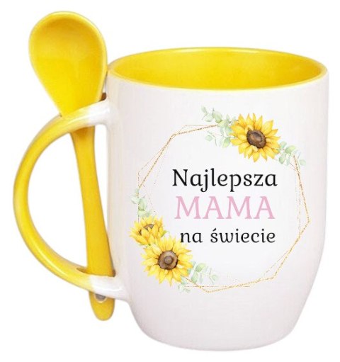Kubek z łyżeczką prezent na Dzień Matki urodziny dla mamy teściowej wzory
