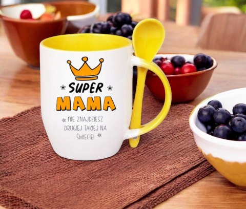 Kubek z łyżeczką prezent na Dzień Matki urodziny dla mamy teściowej wzory
