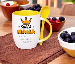 Kubek z łyżeczką prezent na Dzień Matki urodziny dla mamy teściowej wzory