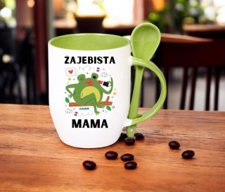 Kubek z łyżeczką prezent na Dzień Matki urodziny dla mamy teściowej wzory