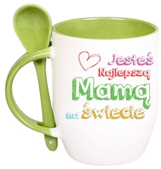 Kubek z łyżeczką prezent na Dzień Matki urodziny dla mamy teściowej wzory