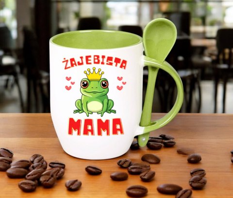 Kubek z łyżeczką prezent na Dzień Matki urodziny dla mamy teściowej wzory