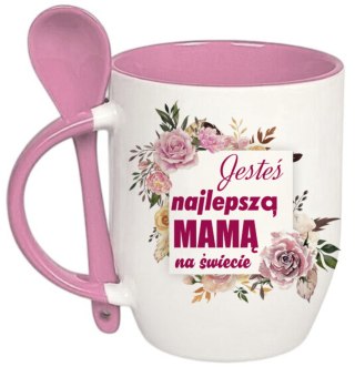 Kubek z łyżeczką prezent na Dzień Matki urodziny dla mamy teściowej wzory