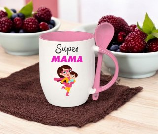 Kubek z łyżeczką prezent na Dzień Matki urodziny dla mamy teściowej wzory