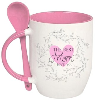 Kubek z łyżeczką prezent na Dzień Matki urodziny dla mamy teściowej wzory