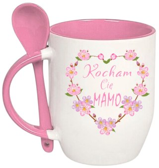 Kubek z łyżeczką prezent na Dzień Matki urodziny dla mamy teściowej wzory