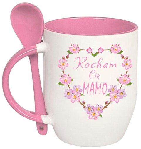 Kubek z łyżeczką prezent na Dzień Matki urodziny dla mamy teściowej wzory