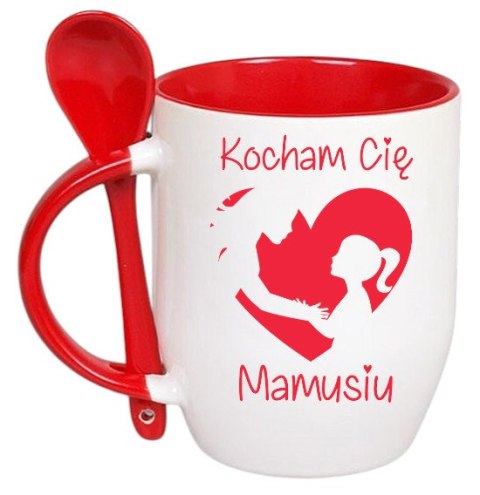 Kubek z łyżeczką prezent na Dzień Matki urodziny dla mamy teściowej wzory