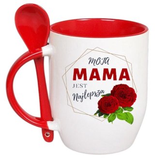 Kubek z łyżeczką prezent na Dzień Matki urodziny dla mamy teściowej wzory