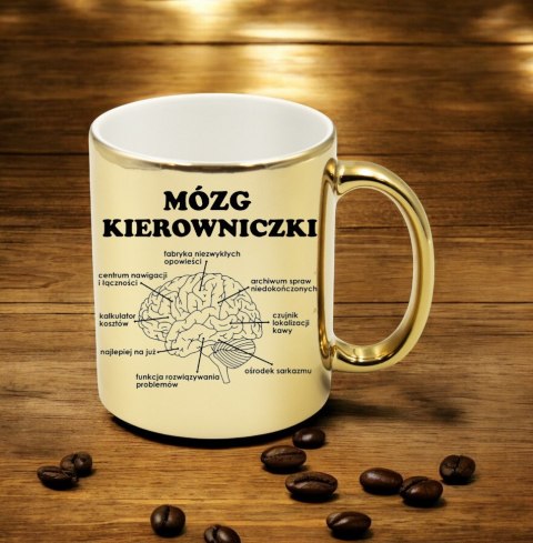 Kubek złoty premium mózg kierowniczki śmieszny prezent dla szefowej