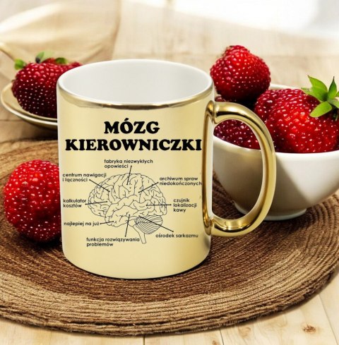 Kubek złoty premium mózg kierowniczki śmieszny prezent dla szefowej